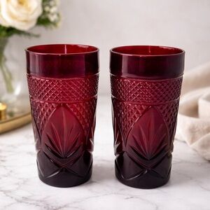 Cristal D'Arques-Durand Luminarc "Antique" ruby red pressed glass tumblers Set 2